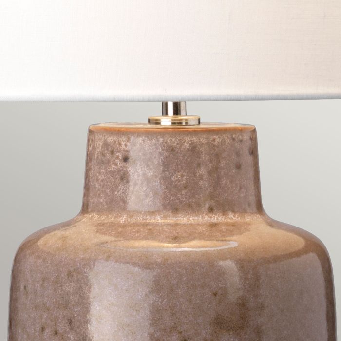 Maryland 1 Light Table Lamp - Light Brown & Matt Graphite with White Shade