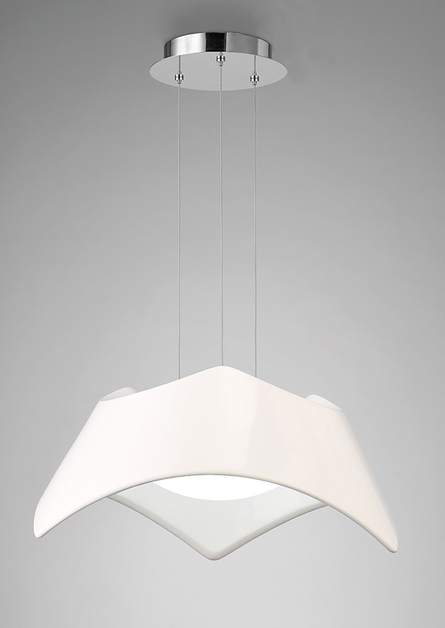 Maui Pendant 5W+19W LED 3000K, 2520lm, Gloss White / Polished Chrome, 3yrs Warranty by Mantra