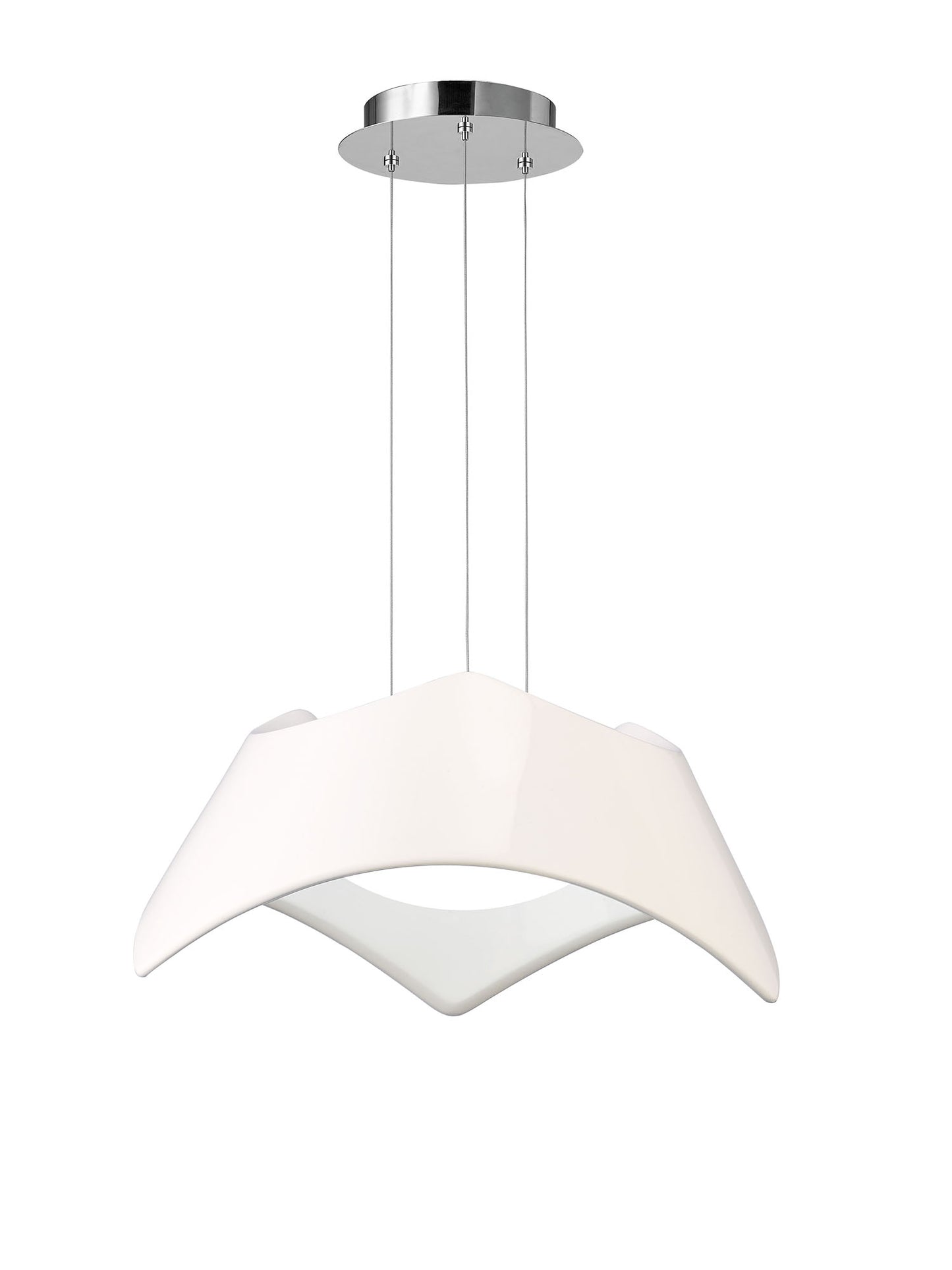 Maui Pendant 5W+19W LED 3000K, 2520lm, Gloss White / Polished Chrome, 3yrs Warranty by Mantra