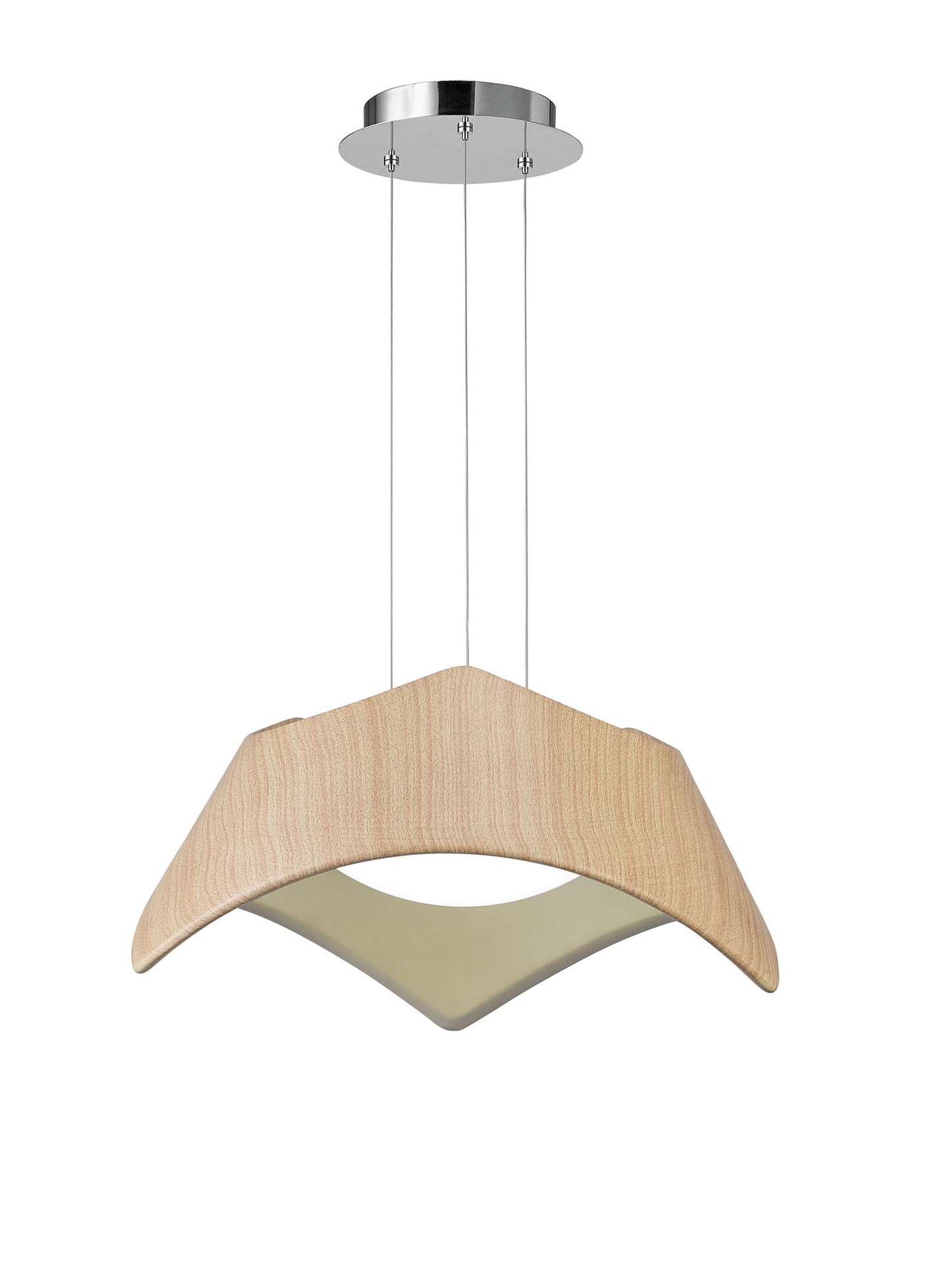 Maui Pendant 5W+19W LED 3000K, 2520lm, Beech / Polished Chrome, 3yrs Warranty by Mantra