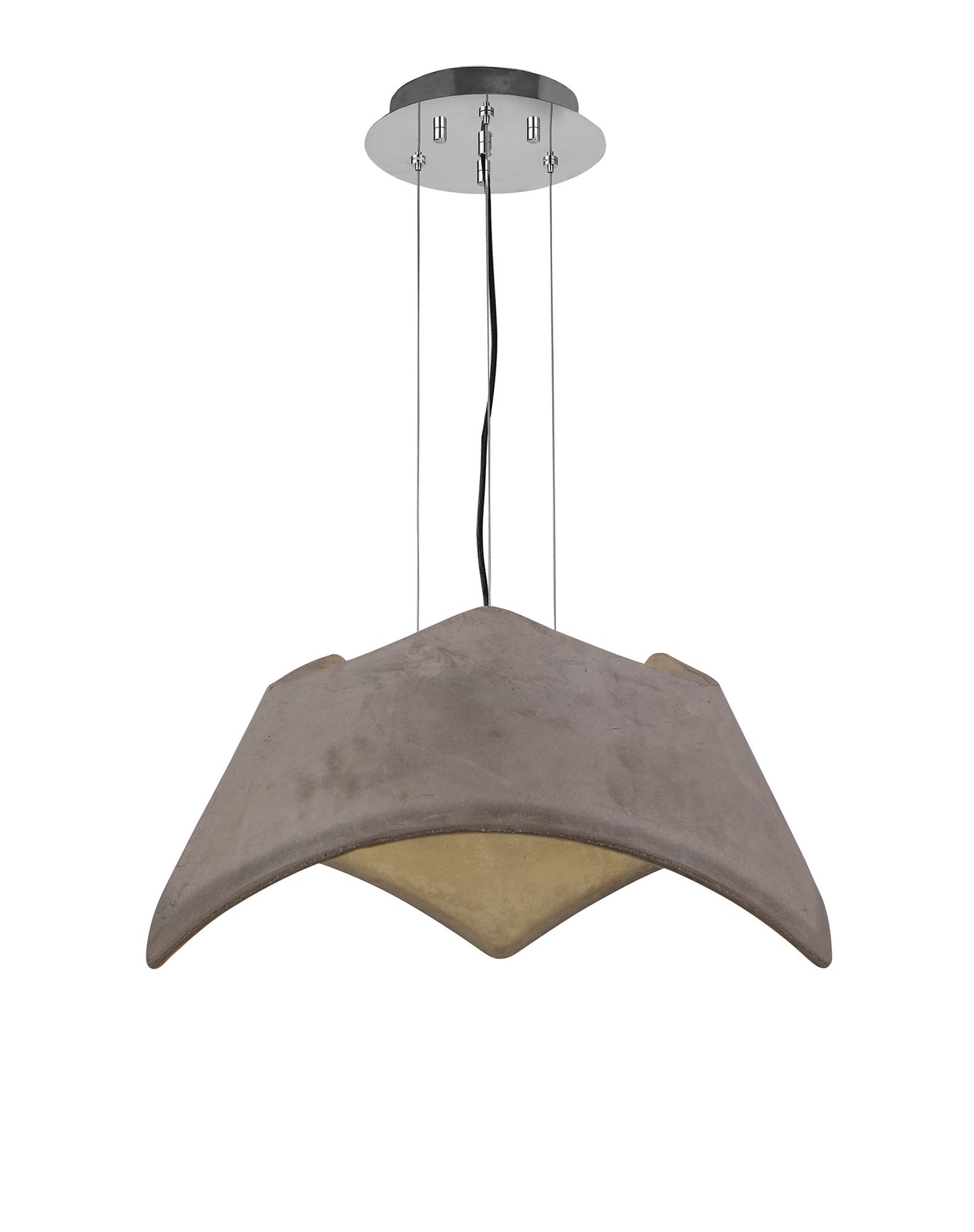 Maui Pendant 3 Light E27, Cement Effect / Polished Chrome by Mantra