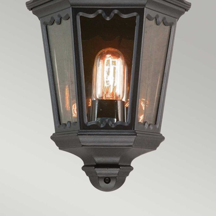 Medstead 1 Light Half Lantern - Black