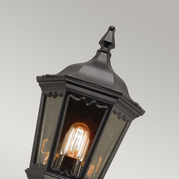 Medstead 1 Light Half Lantern with PIR - Black