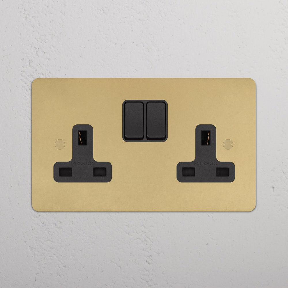 Corston 2g Antique Brass Double Socket with Black Insert