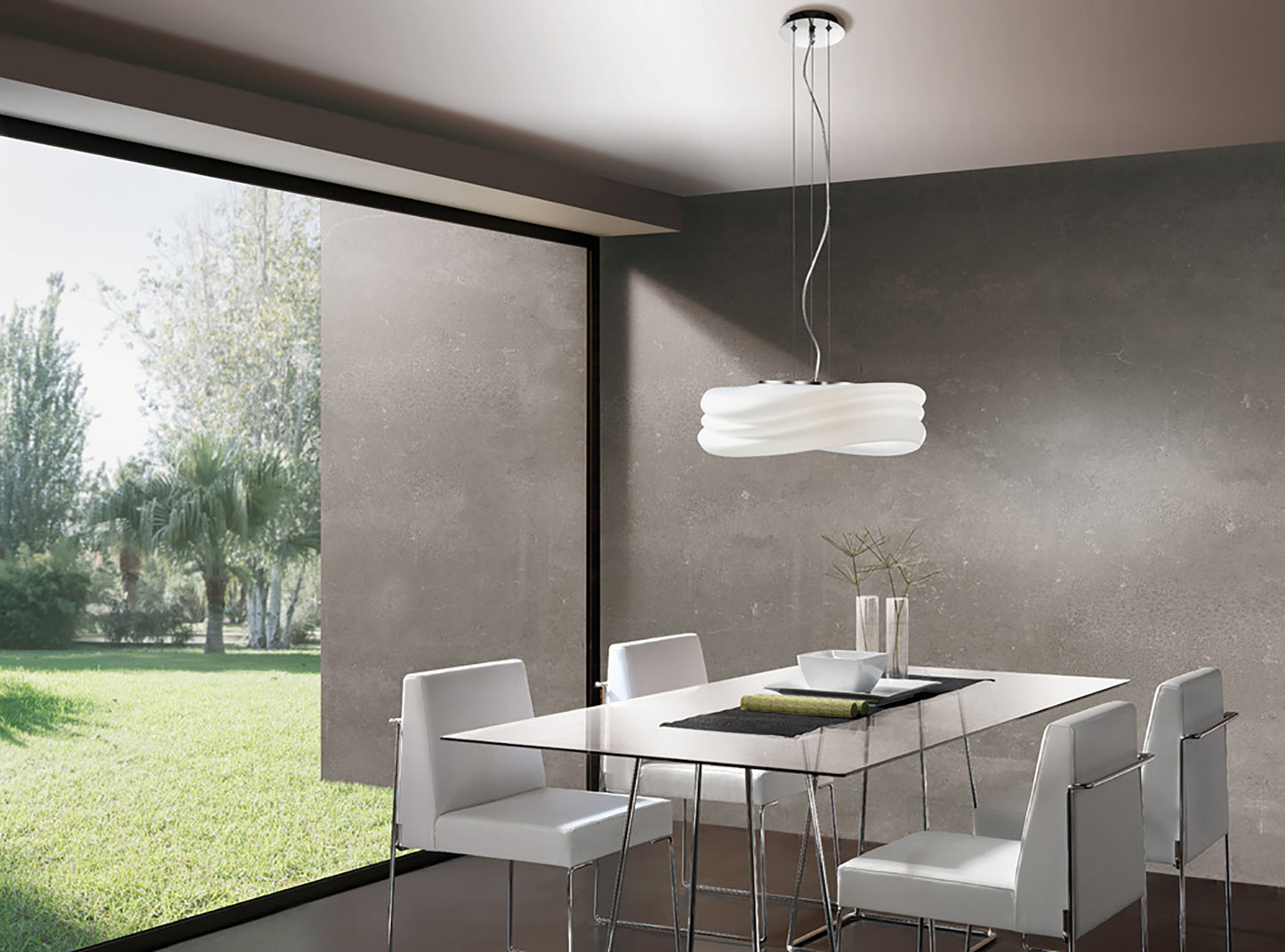 Mediterraneo Flush Ceiling / Wall 2 Light E27 Medium, Frosted White Glass by Mantra