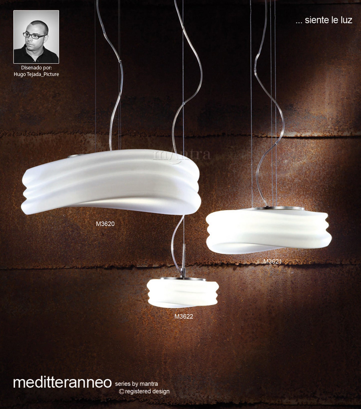 Mediterraneo Pendant 2 Light GU10 Small, Polished Chrome / Frosted White Glass, CFL Lamps INCLUDED by Mantra