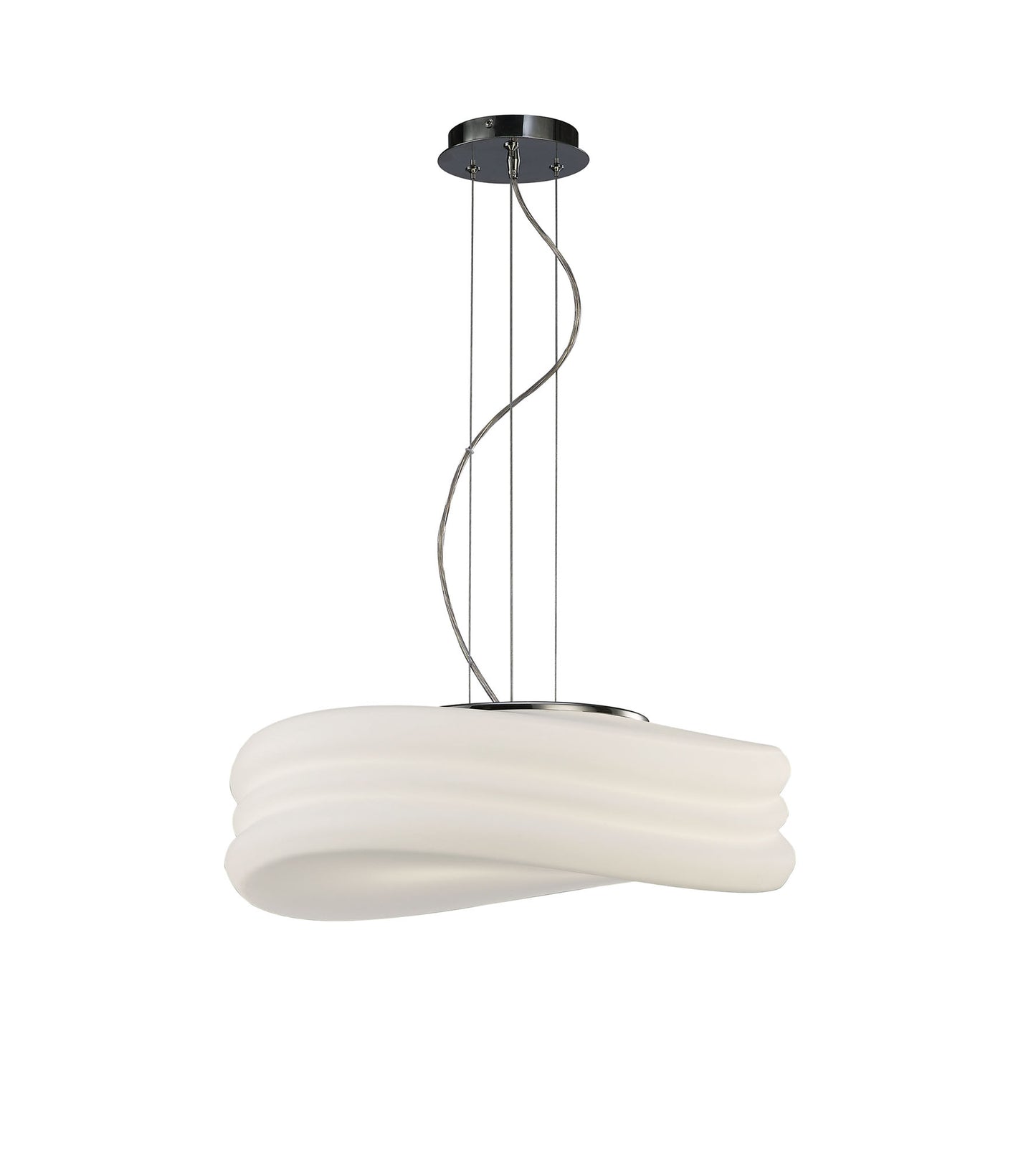 Mediterraneo Pendant 3 Light E27 Large, Polished Chrome / Frosted White Glass by Mantra