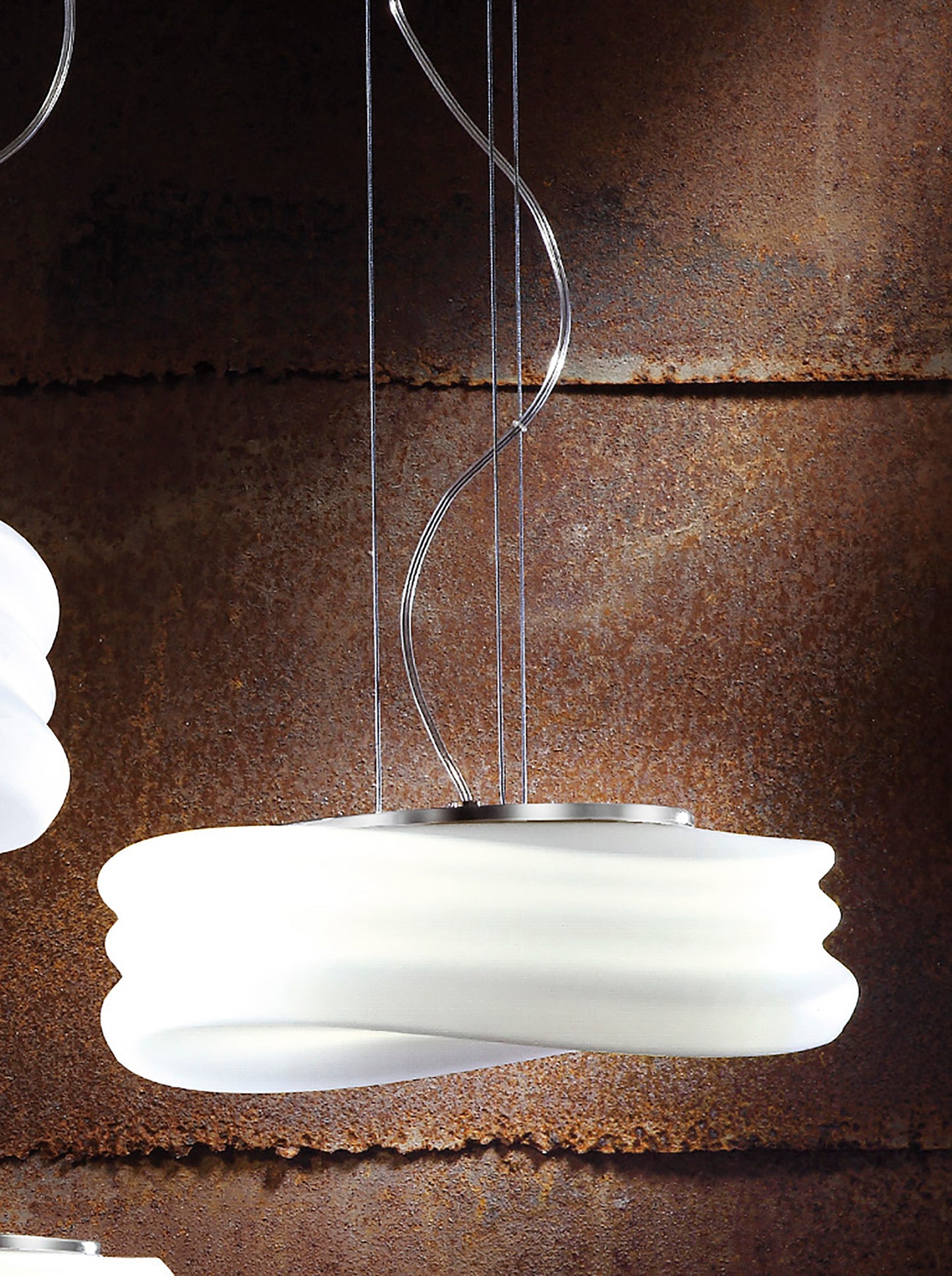 Mediterraneo Pendant 2 Light E27 Medium, Polished Chrome / Frosted White Glass by Mantra