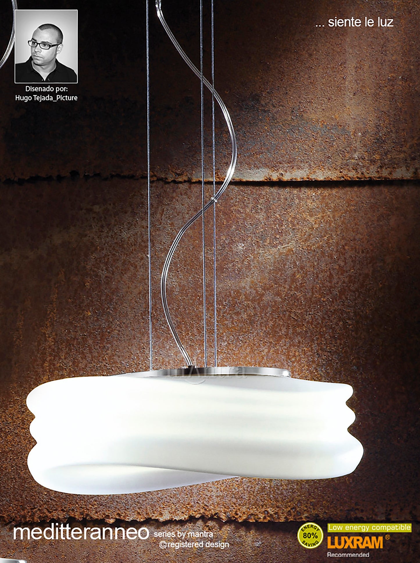 Mediterraneo Pendant 2 Light GU10 Small, Polished Chrome / Frosted White Glass, CFL Lamps INCLUDED by Mantra