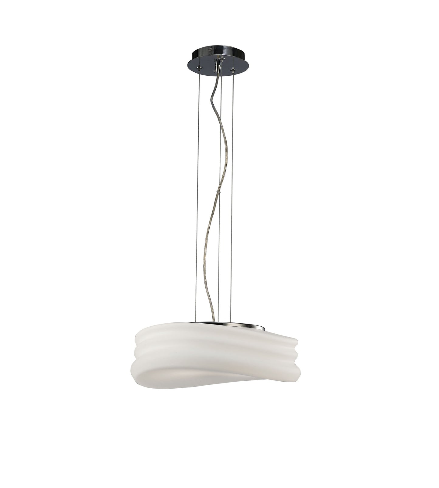 Mediterraneo Pendant 2 Light E27 Medium, Polished Chrome / Frosted White Glass by Mantra