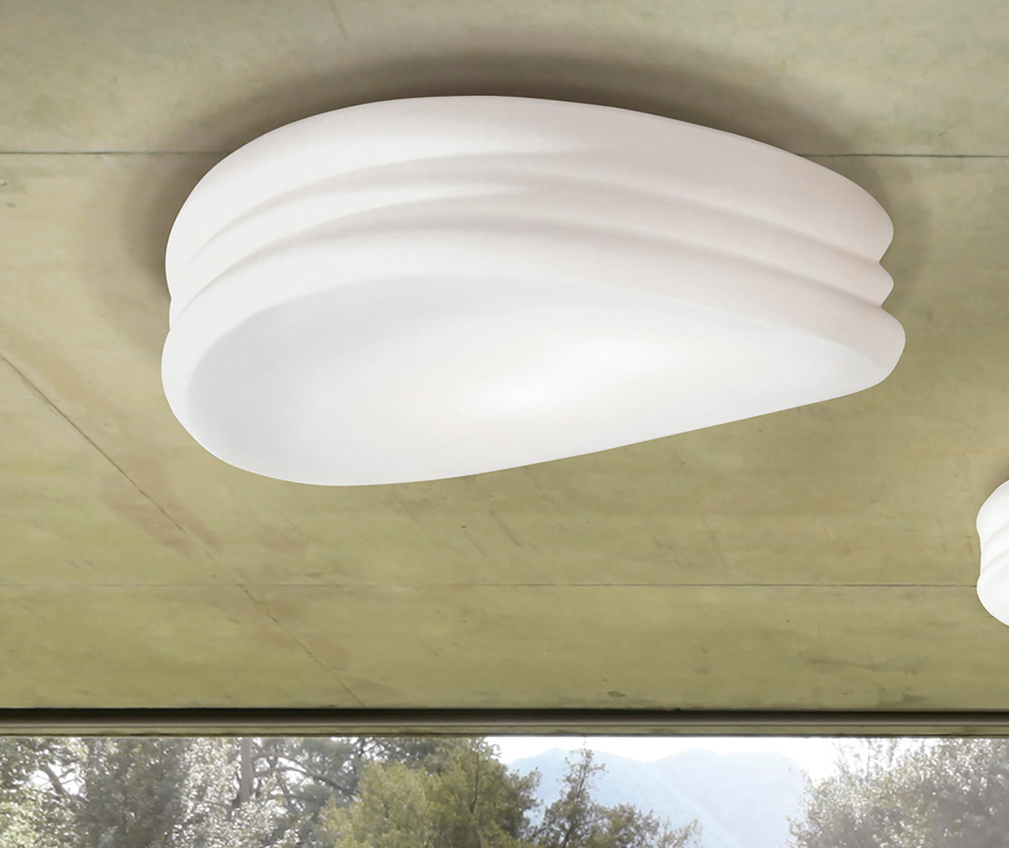 Mediterraneo Flush Ceiling / Wall 3 Light E27 Large, Frosted White Glass by Mantra