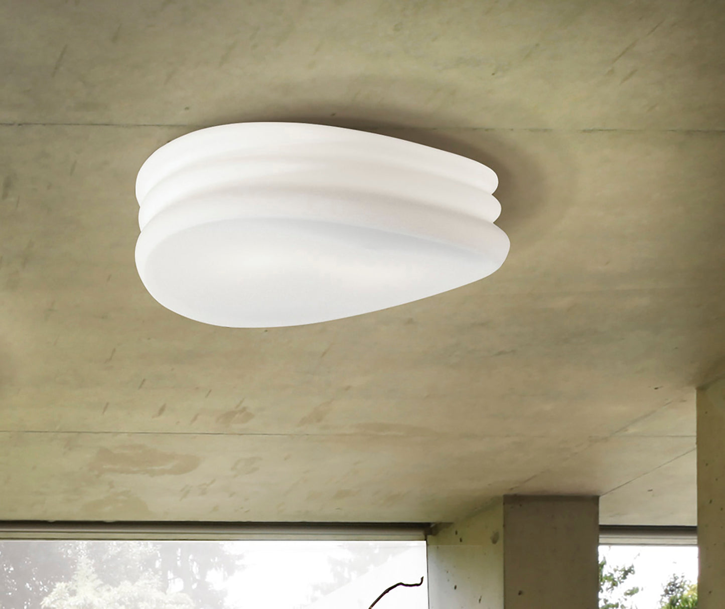 Mediterraneo Flush Ceiling / Wall 2 Light E27 Medium, Frosted White Glass by Mantra