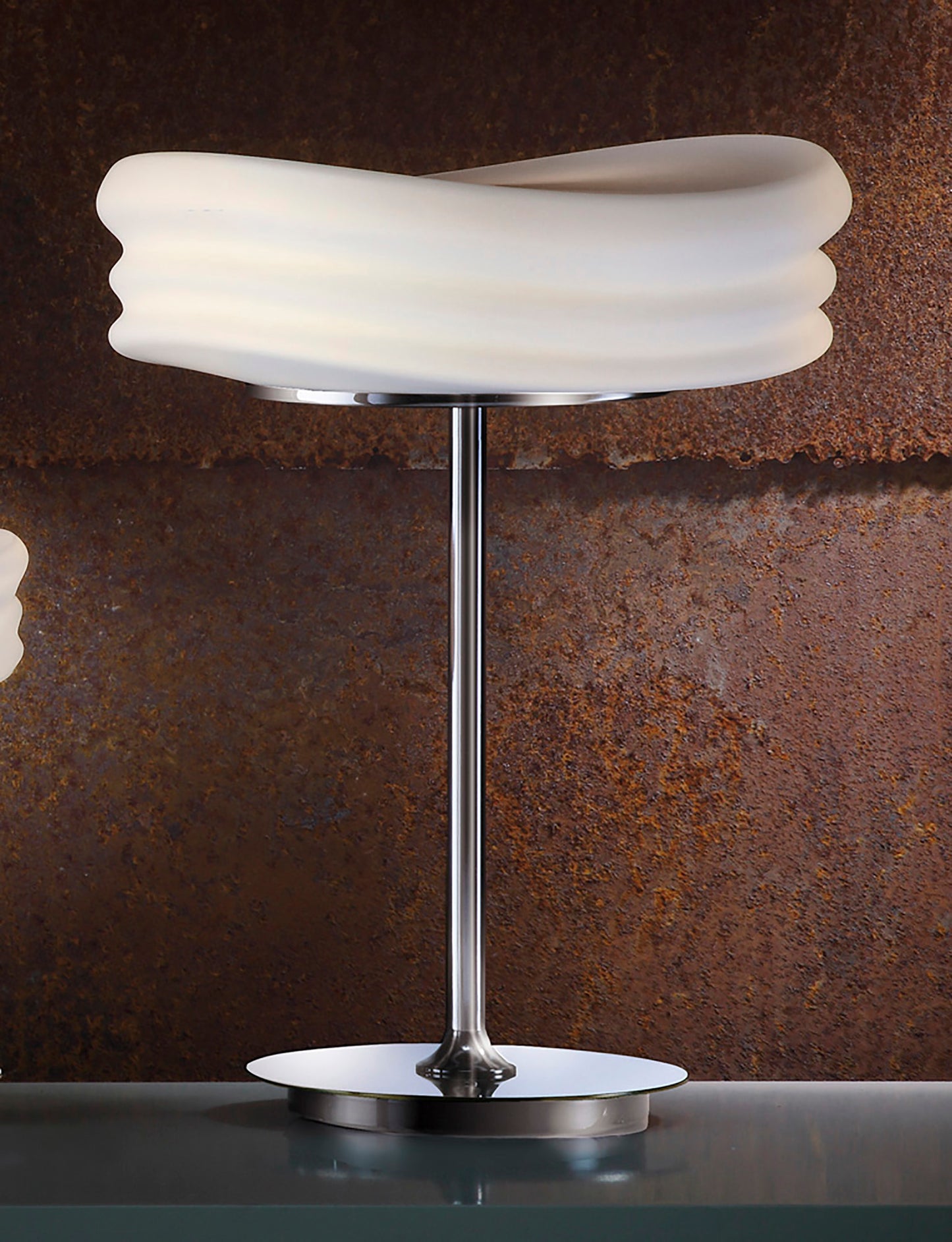 Mediterraneo Table Lamp 2 Light E27 Medium, Polished Chrome / Frosted White Glass by Mantra