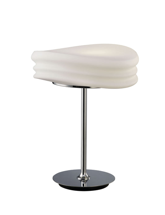 Mediterraneo Table Lamp 2 Light E27 Medium, Polished Chrome / Frosted White Glass by Mantra