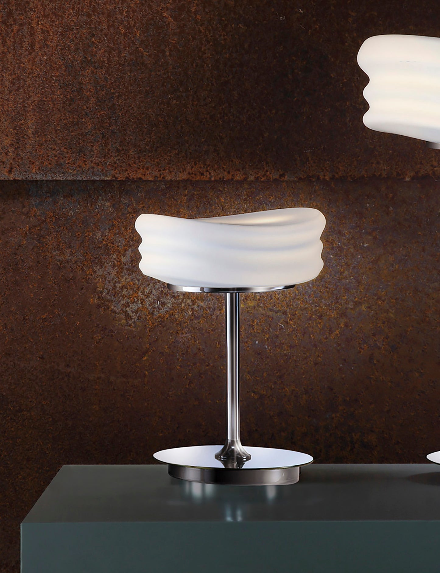 Mediterraneo Table Lamp 2 Light GU10 Small, Polished Chrome / Frosted White Glass, CFL Lamps INCLUDED by Mantra