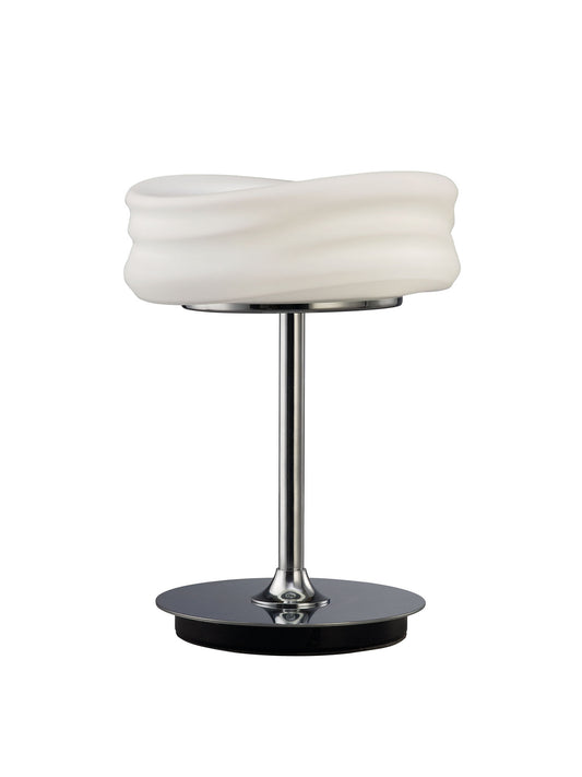 Mediterraneo Table Lamp 2 Light GU10 Small, Polished Chrome / Frosted White Glass, CFL Lamps INCLUDED by Mantra