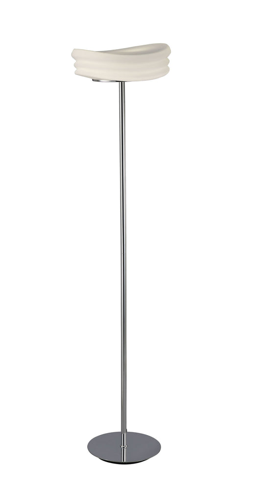 Mediterraneo Floor Lamp 2 Light E27, Polished Chrome / Frosted White Glass by Mantra