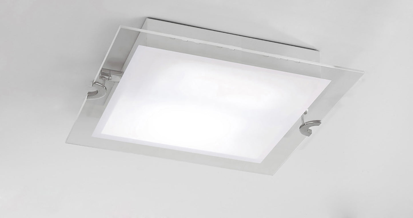 Melbourne Square Ceiling 15W LED 3000K, 1350lm, Polished Chrome/Frosted White Glass, 3yrs Warranty by Mantra