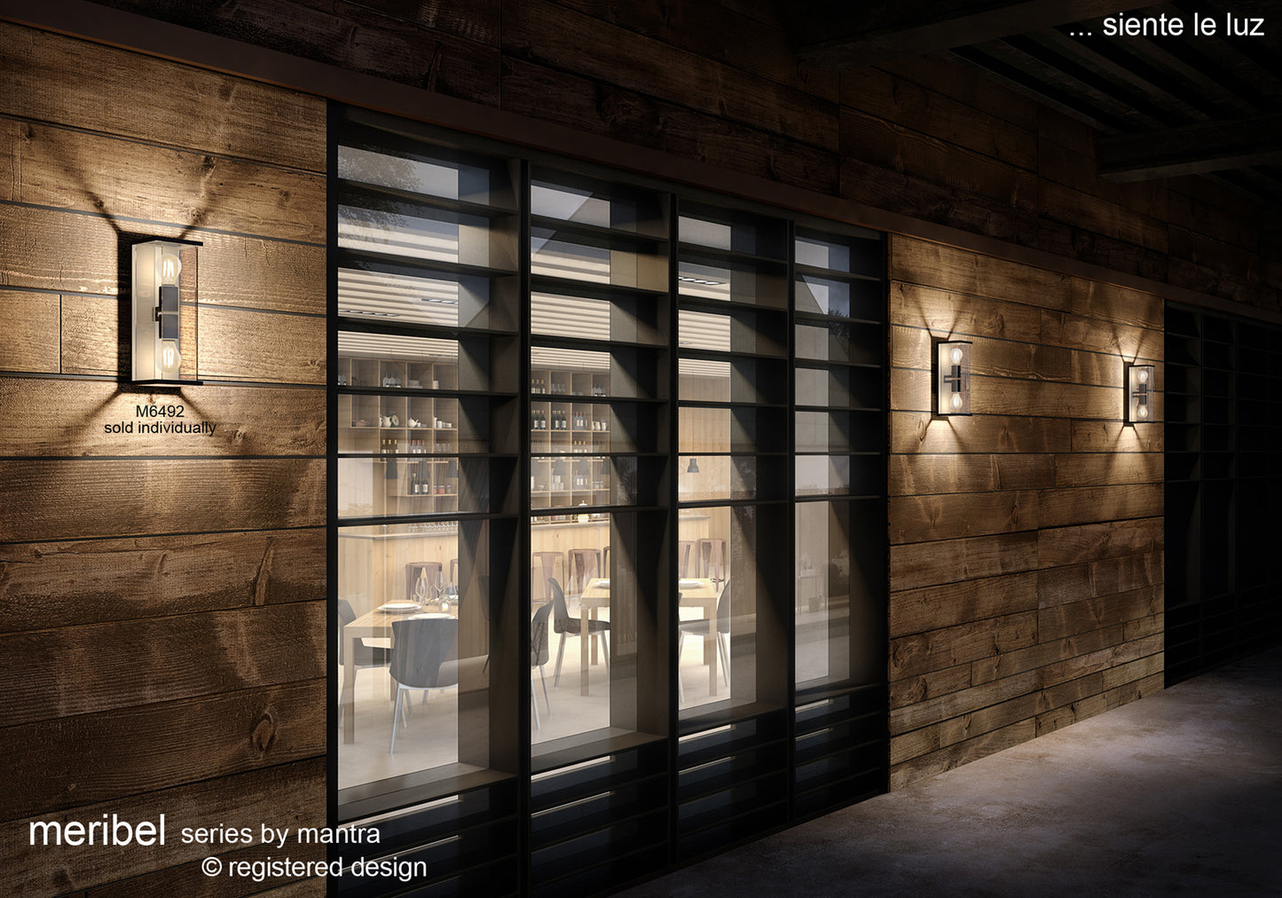 Meribel Wall Lamp, 2 x E27, IP54, Graphite, 2yrs Warranty by Mantra