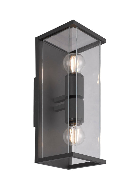 Meribel Wall Lamp, 2 x E27, IP54, Graphite, 2yrs Warranty by Mantra