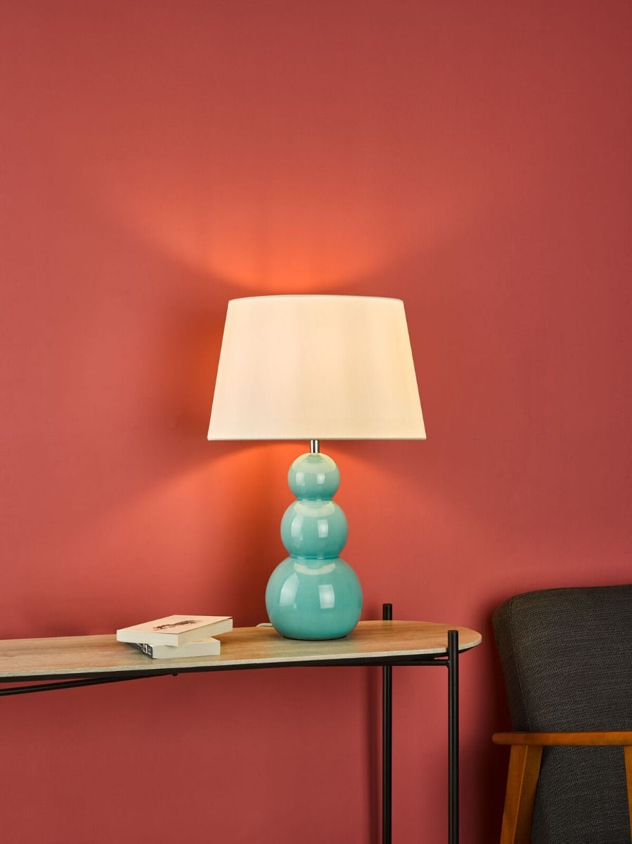 Mia Table Lamp Blue Ceramic With Shade