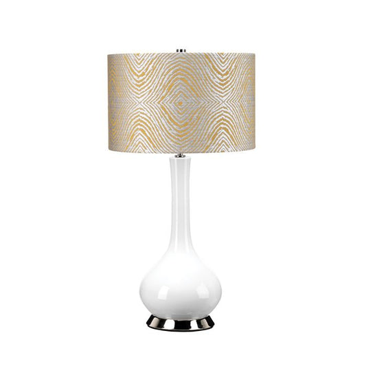 Milo 1 Light Table Lamp - Polished Nickel, White, Yellow