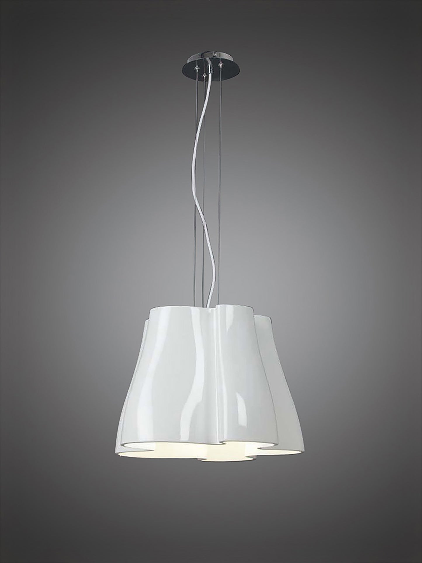 Miss Pendant 3 Light E27, Gloss White/Polished Chrome by Mantra