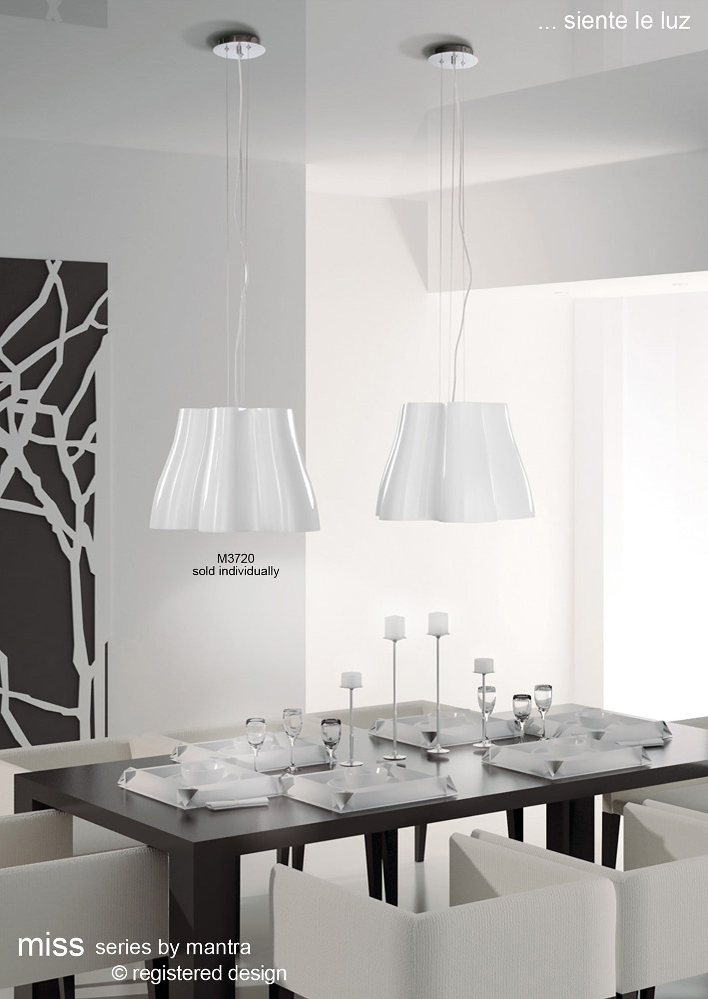 Miss Pendant 3 Light E27, Gloss White/Polished Chrome by Mantra