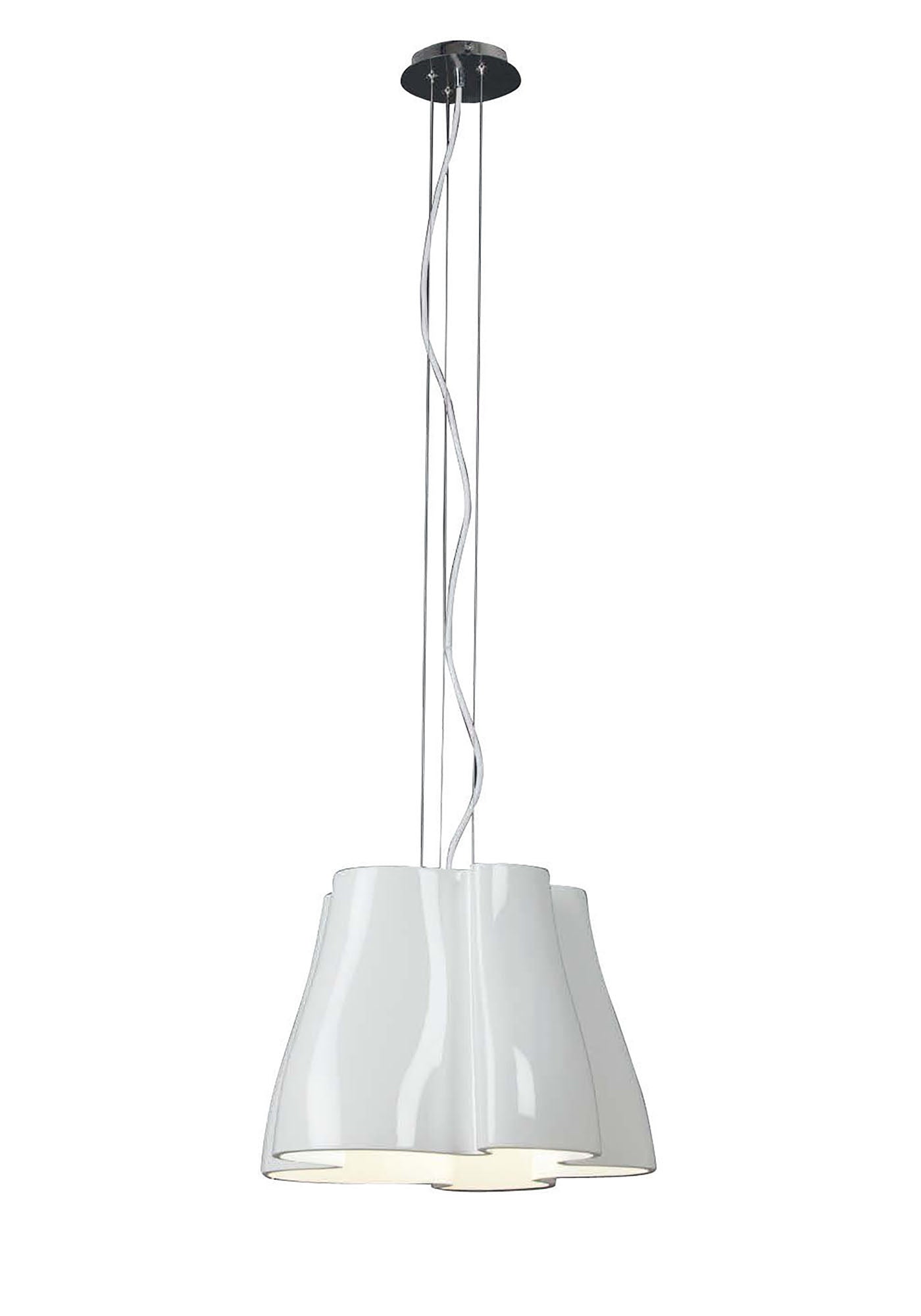 Miss Pendant 3 Light E27, Gloss White/Polished Chrome by Mantra