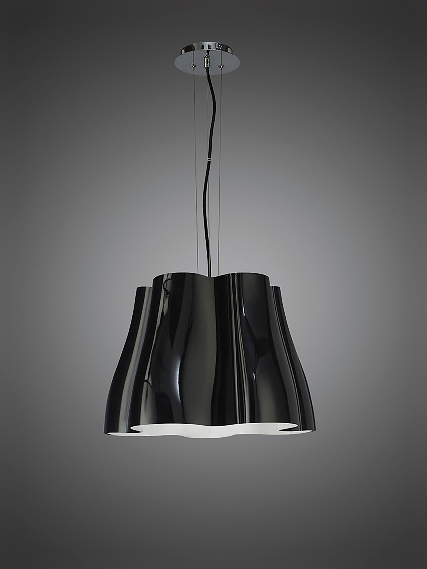 Miss Pendant 3 Light E27, Gloss Black/Polished Chrome by Mantra