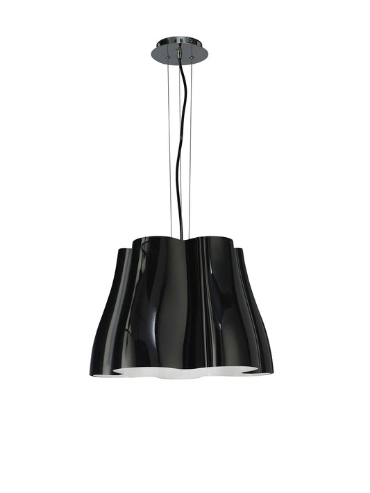 Miss Pendant 3 Light E27, Gloss Black/Polished Chrome by Mantra