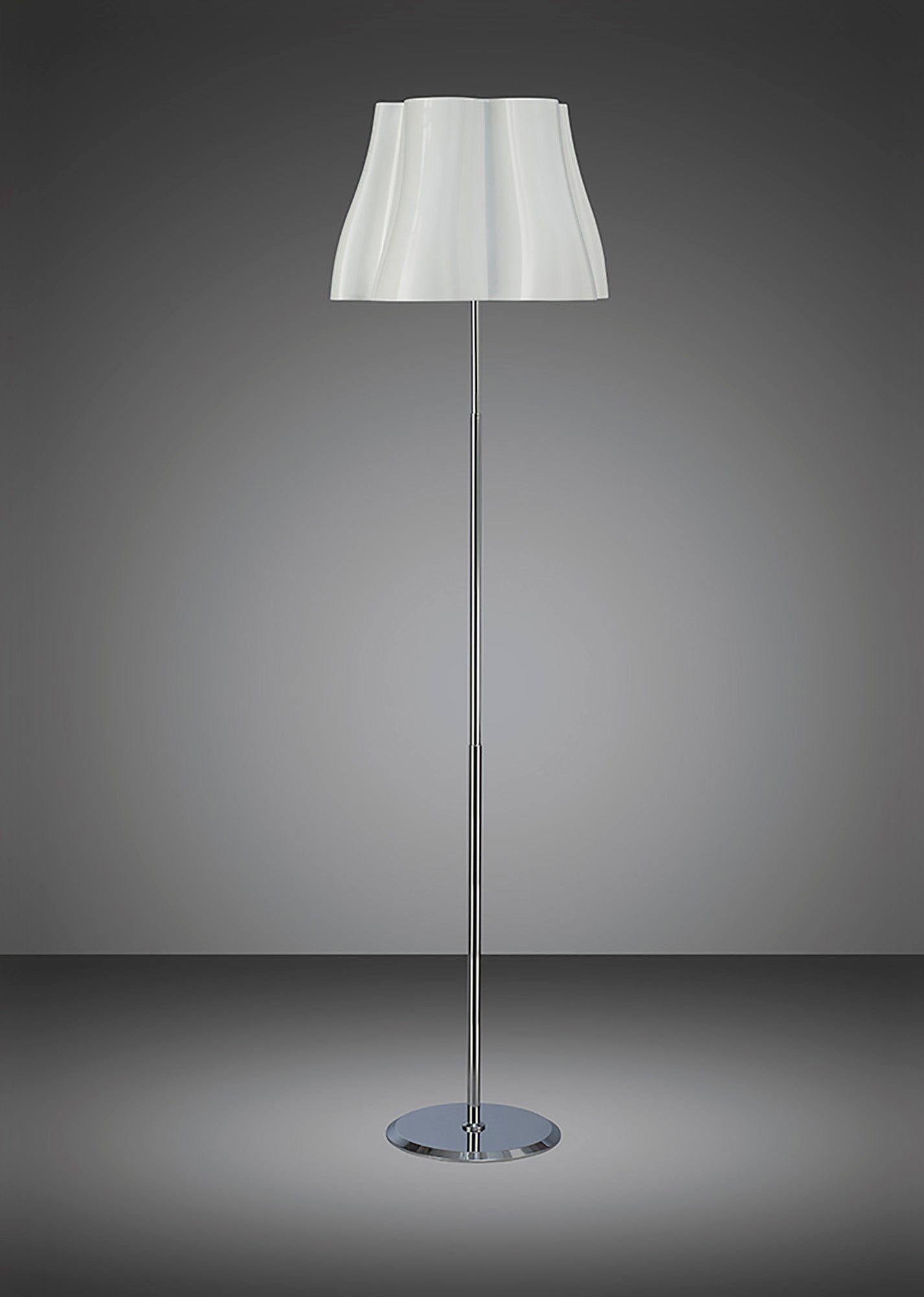 Miss Floor Lamp 3 Light E27, Gloss White/Polished Chrome by Mantra