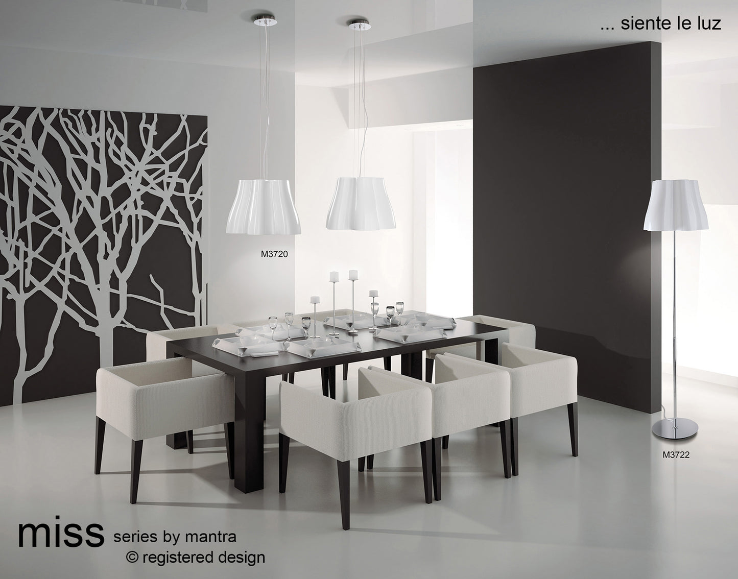 Miss Pendant 3 Light E27, Gloss White/Polished Chrome by Mantra