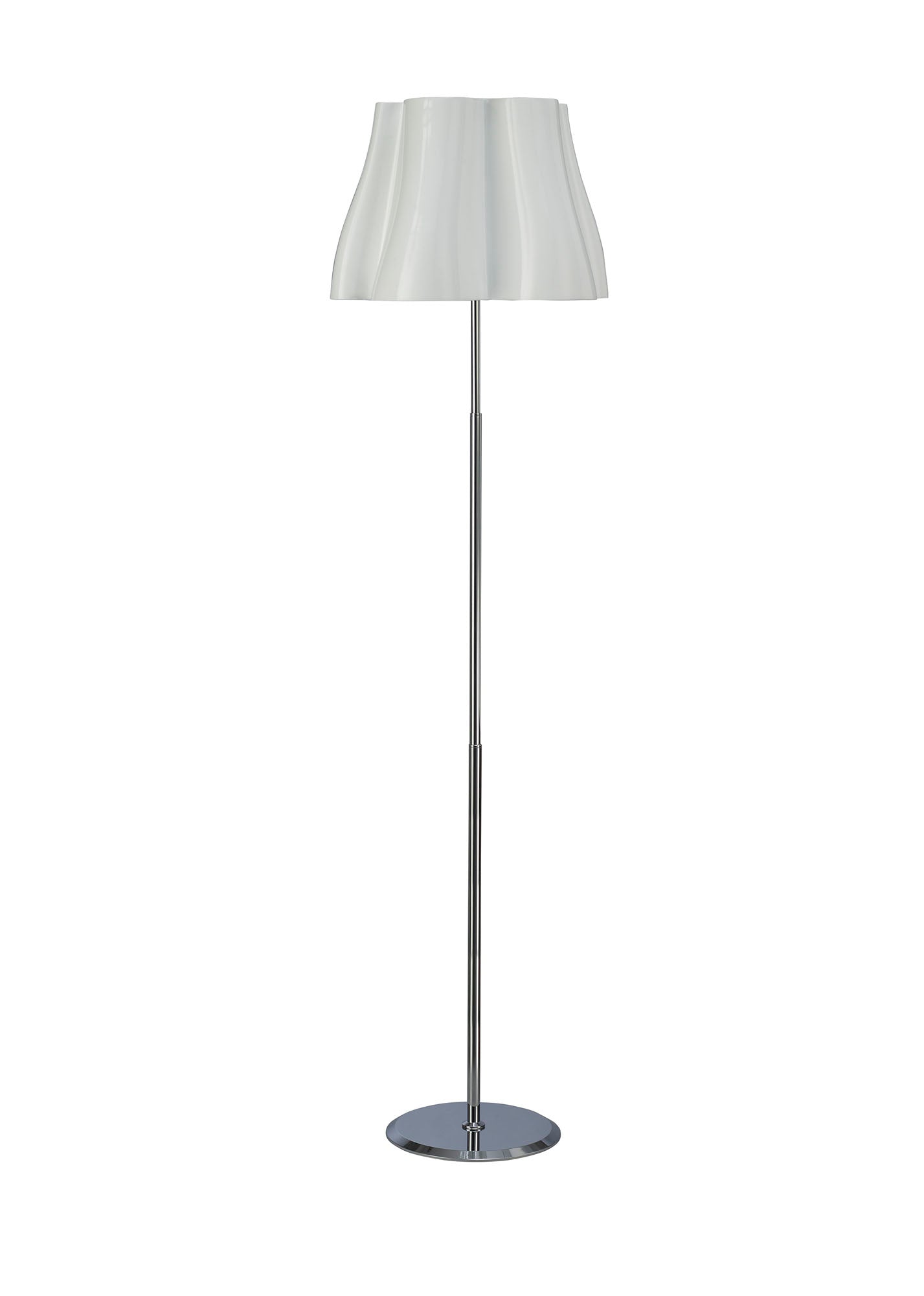 Miss Floor Lamp 3 Light E27, Gloss White/Polished Chrome by Mantra