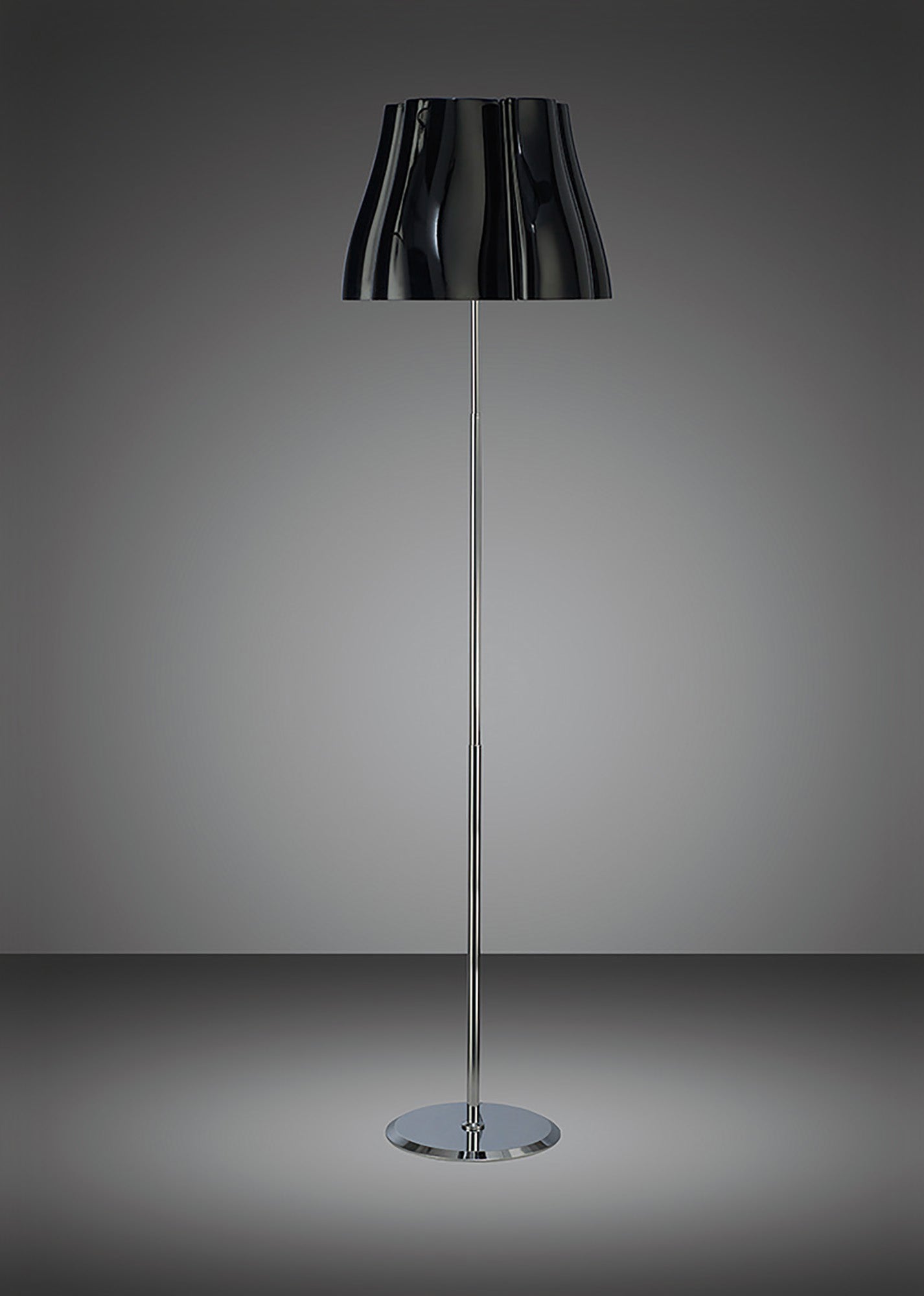 Miss Floor Lamp 3 Light E27, Gloss Black/Polished Chrome by Mantra