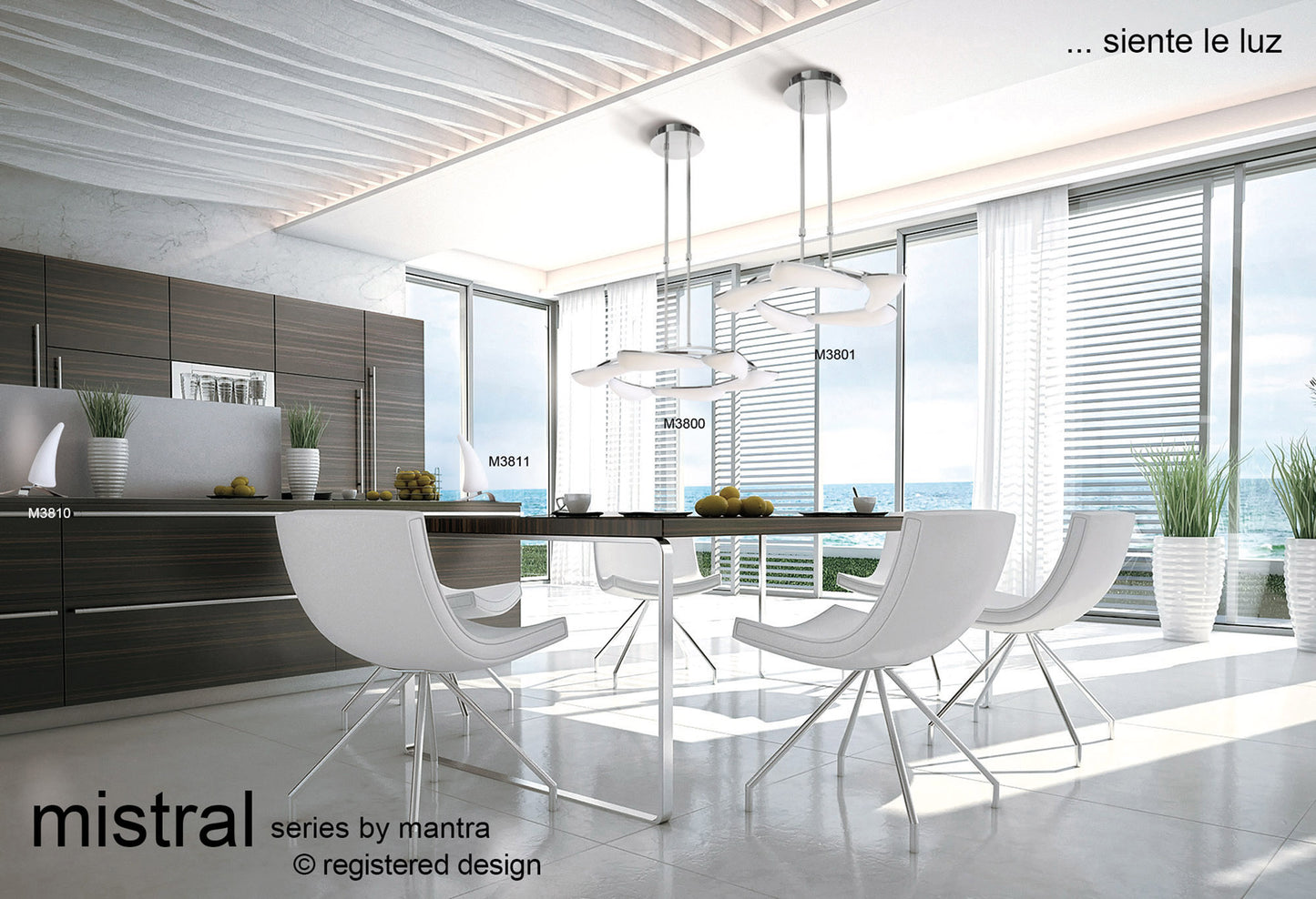 Mistral LED Table Lamp Right 6W LED 3000K, 540lm, Polished Chrome/Frosted Acrylic, 3yrs Warranty by Mantra