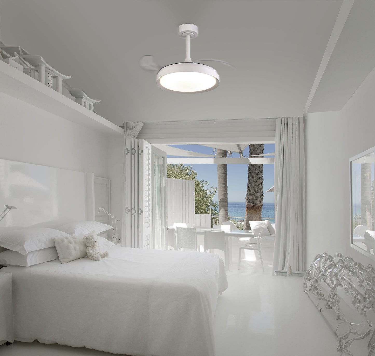 Mini Ceiling 70cm Round, 8 x E27 (Max 20W), White by Mantra