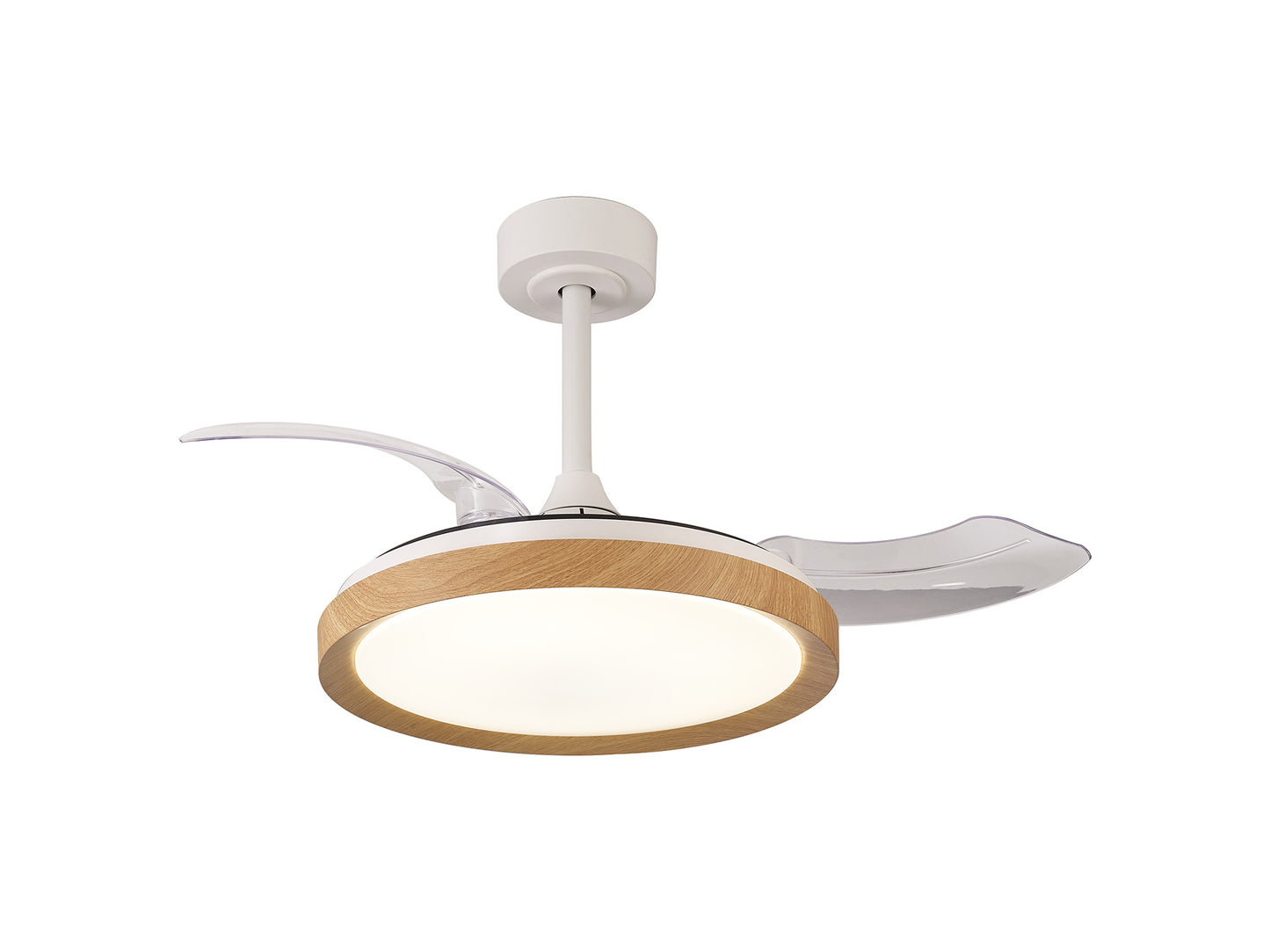 Mistral Mini 40W LED Dimmable Ceiling Light With Built-In 28W DC Fan, 2700-5000K Remote Control, 2500lm, Wood, 5yrs Warranty by Mantra