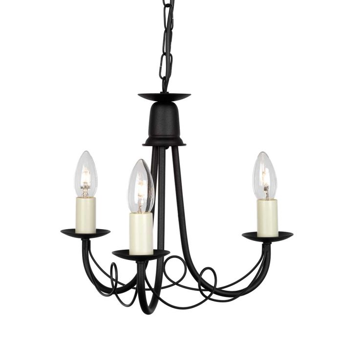 Minster 3 Light Chandelier - Black