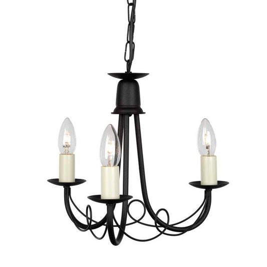 Minster 3 Light Chandelier - Black