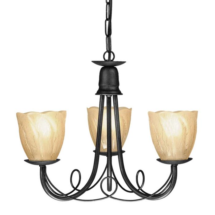 Minster 3 Light Chandelier - Black