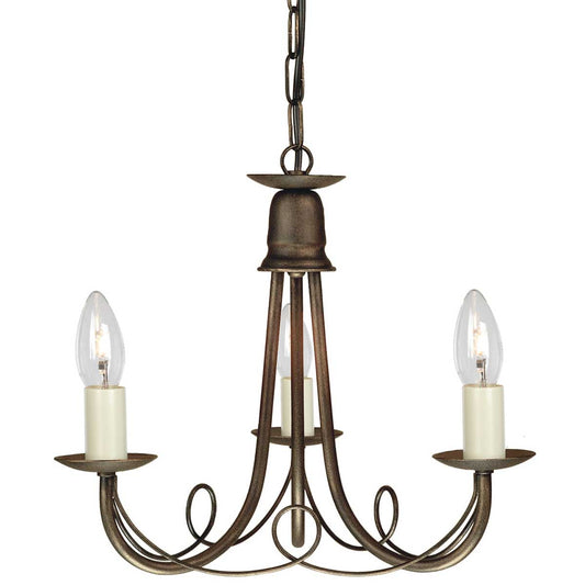 Minster 3 Light Chandelier – Black/Gold