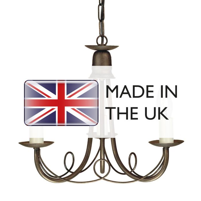 Minster 3 Light Chandelier - Black / Gold Patina