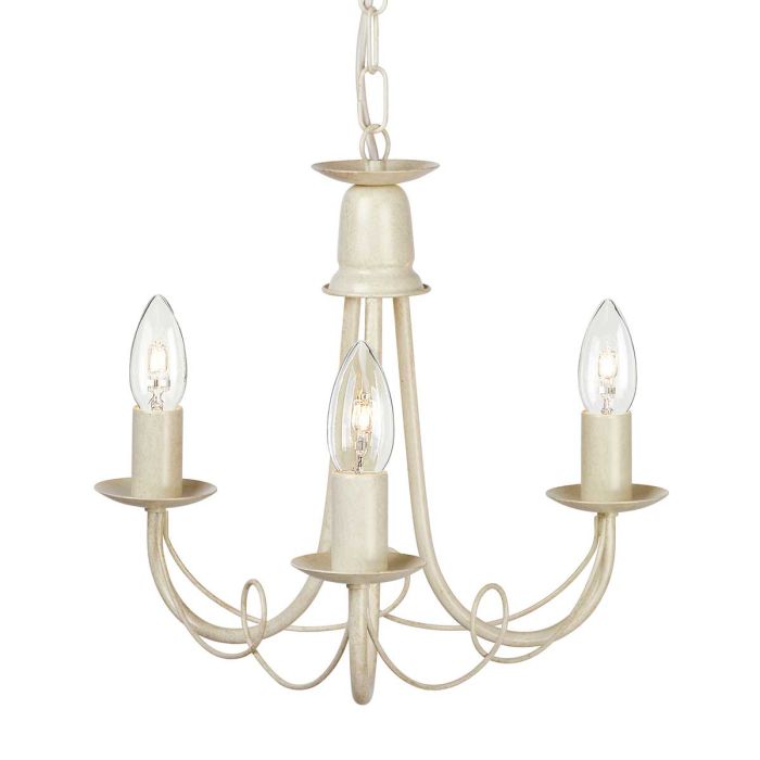 Minster 3 Light Chandelier - Ivory / Gold Patina