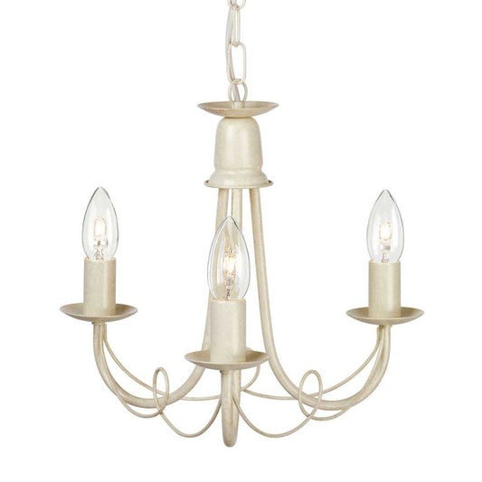 Minster 3 Light Chandelier - Ivory / Gold Patina