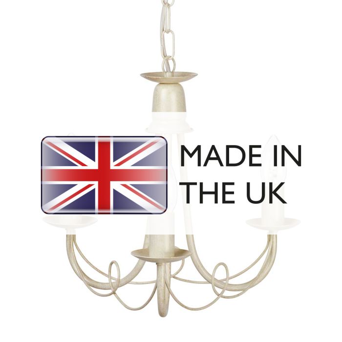 Minster 3 Light Chandelier - Ivory / Gold Patina