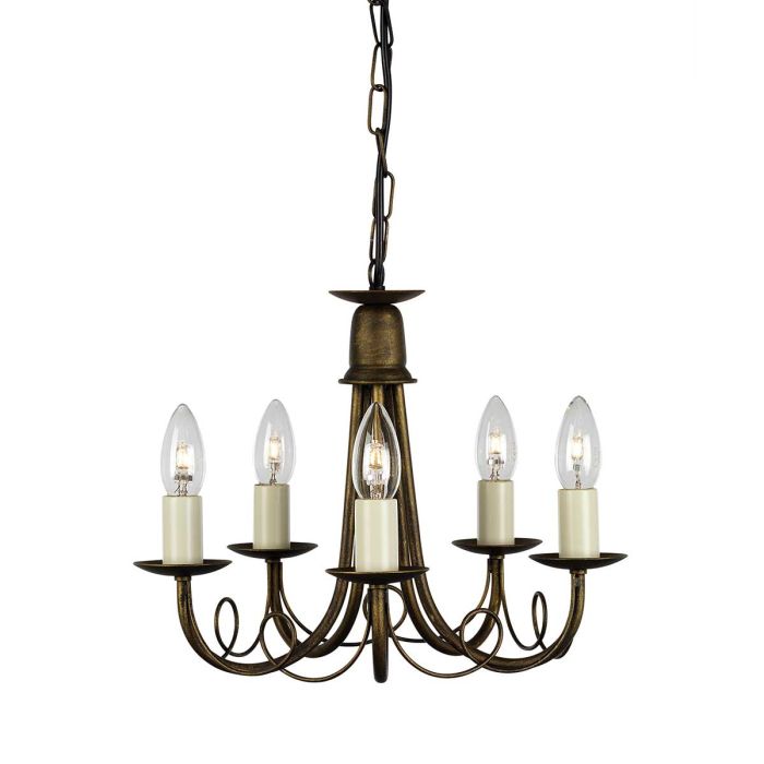 Minster 5 Light Chandelier - Black / Gold Patina