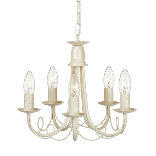 Minster 5 Light Chandelier - Ivory / Gold Patina