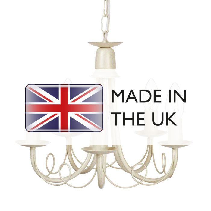 Minster 5 Light Chandelier - Ivory / Gold Patina