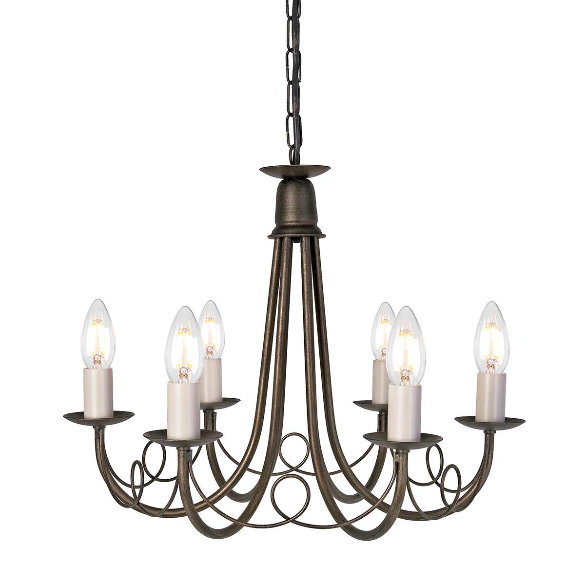 Minster 6 Light Chandelier – Black/Gold